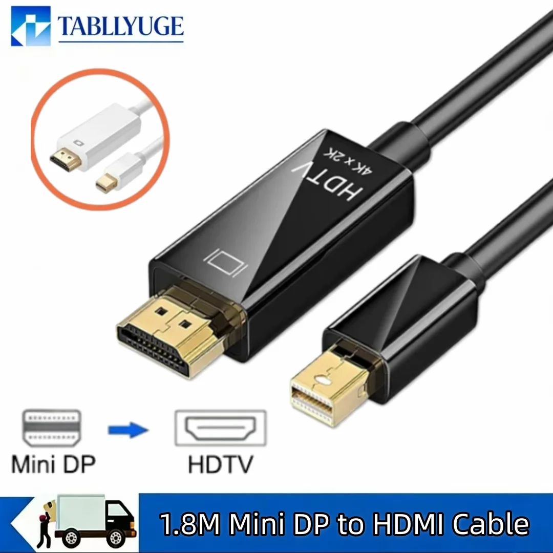 Mini DisplayPort to HDMI Cable for MacBook Surface Pro ThinkPad X Series Connect Laptop to TV Monitor Projector HD Video Convert