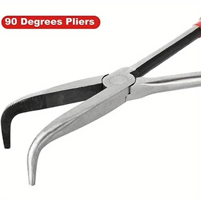 11 inch Needle Nose Pliers Set 4 Pack Long Nose Pliers Set Straight Long 45 90 Deg Needle Pliers and Long Reach Circ