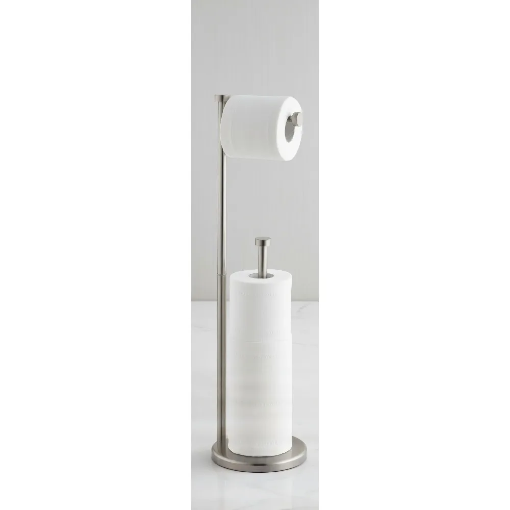 

Freestanding Toilet Paper Holder Stand with Reserve Storage, Heavy Base for Jumbo Rolls, Bathroom & Garage Organizer