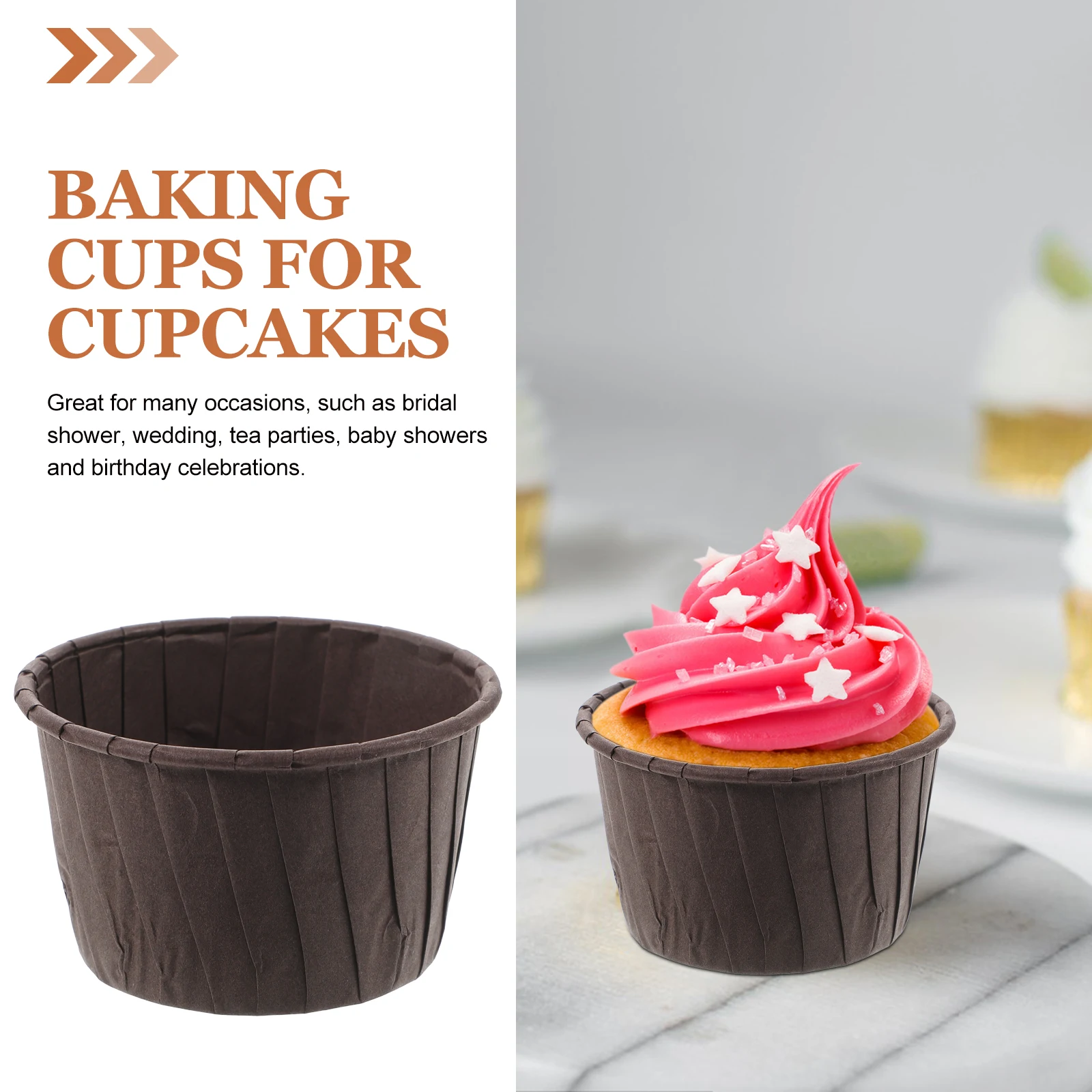 

50 Pcs Food Grade Oil Proof Paper Cups for Baking Cupcakes Muffins Liners Brown Wrappers Disposable Cake Party Supplies