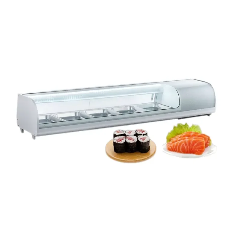 Commercial Large Capacity Sushi Display Refrigerator Glass Door Refrigerated Cabinet For Restaurant Food Preservation