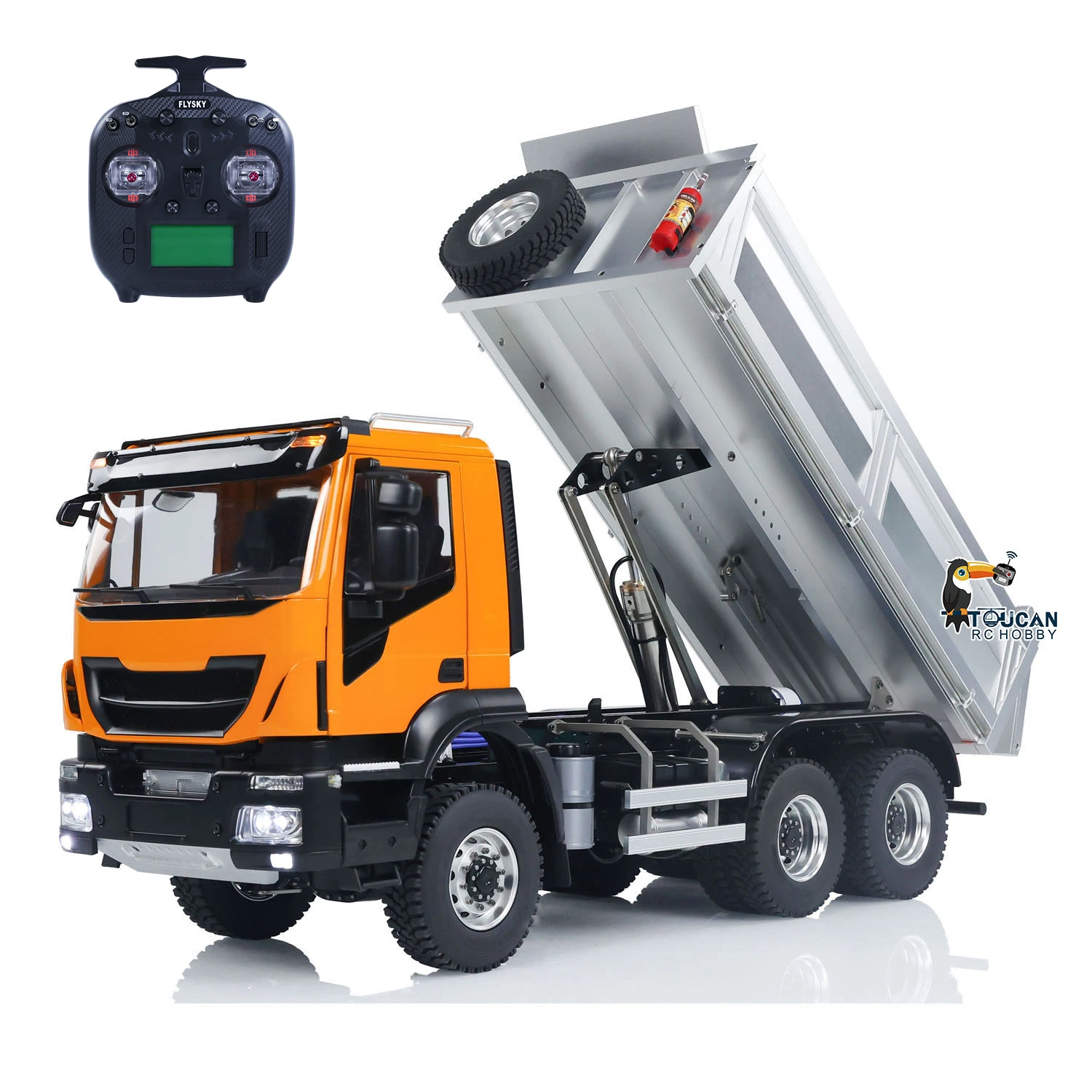 

6x6 1/14 RC Metal Hydraulic Dumper Truck Remote Control Car Model with 2-speed Gearbox Sound Light System RC Toy TH23528