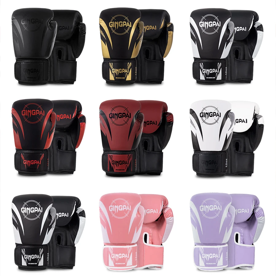 6/8/10/12/14/16 أوقية قفازات الملاكمة المهنية الكبار ساندا الملاكمة التايلاندية القتال قفازات الرجال والنساء التدريب الرمل القتال الحر MMA