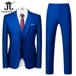 Jacket Vest Pants Single-breasted Slim Mens Suit Business Casual Work Professional Wear Wedding Groomsmen Suit 3pcs and 2pcs Set