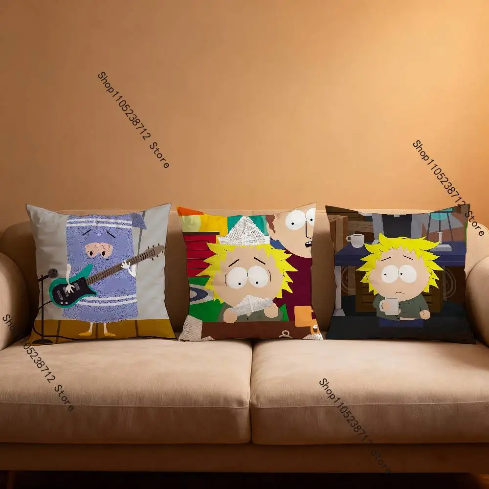 재미있는 만화 S-South-S-P-Park 베개 커버 귀여운 만화 애니메이션 주변기기 침실 소파 장식 쿠션 커버 부드러운 쿠션 커버