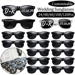 24-120Pcs Custom Wedding Sunglasses Personalised Groomsman Gift Bridal Party Favors for Guest Wedding Date Initials Custom Text