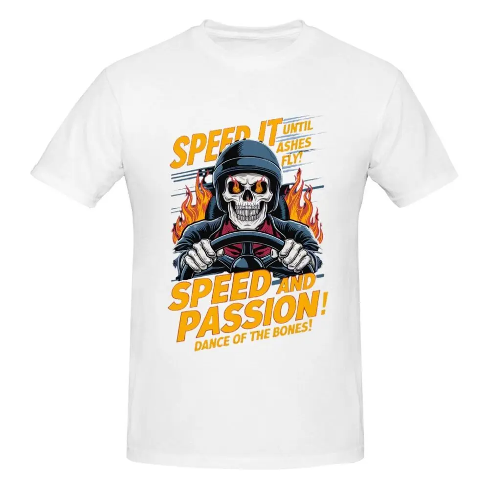 Men's Skull Motorcyclist Summer Short Sleeve T-shirt Street Style Speed Passion  Tees High Quality 100%Cotton Short Sleeve