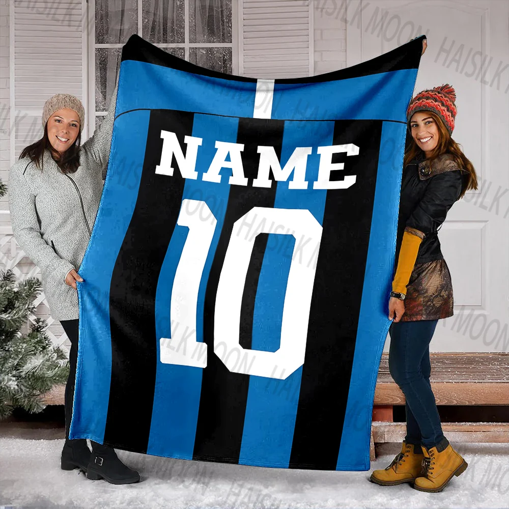 1PC Custom Name Football Jersey Printed Blanket, All-Season Multi-Use for Nap, Camping, Travel, Car ,Sofa,Bed Machine Washable