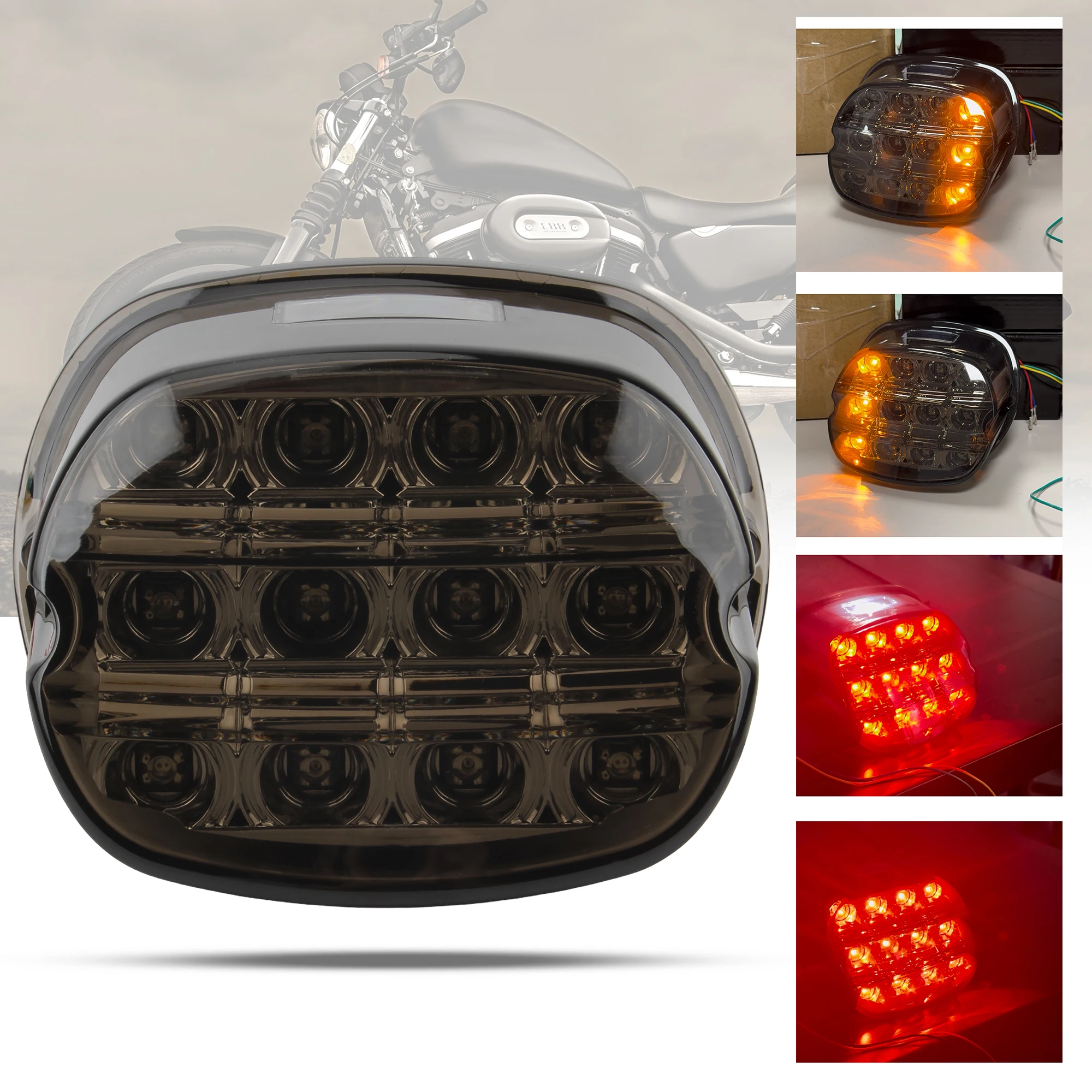 

Motorcycle LED Rear Tail Light Strobing Brake Taillights For Harley Dyna Road King Electra Glide Street Bob Touring Davidson