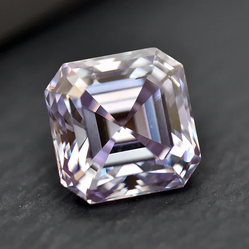 Moissanite Stone Asscher Cut Light Purple Color Loose Gemstone Lab Grown Moissanite Jewelry Material with GRA Certificated