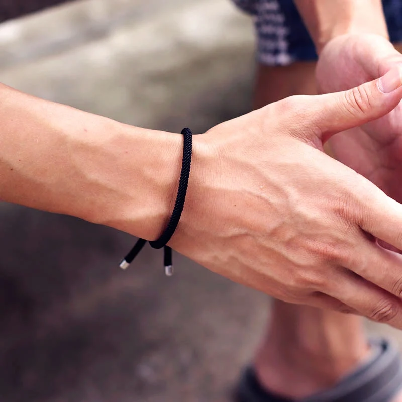 Nowa minimalistyczna bransoletka linowa męska 100% nieblaknąca bransoletka ze stali nierdzewnej regulowany sznurek łańcuszek bransoletka Pulseira Homme prezent dla niego