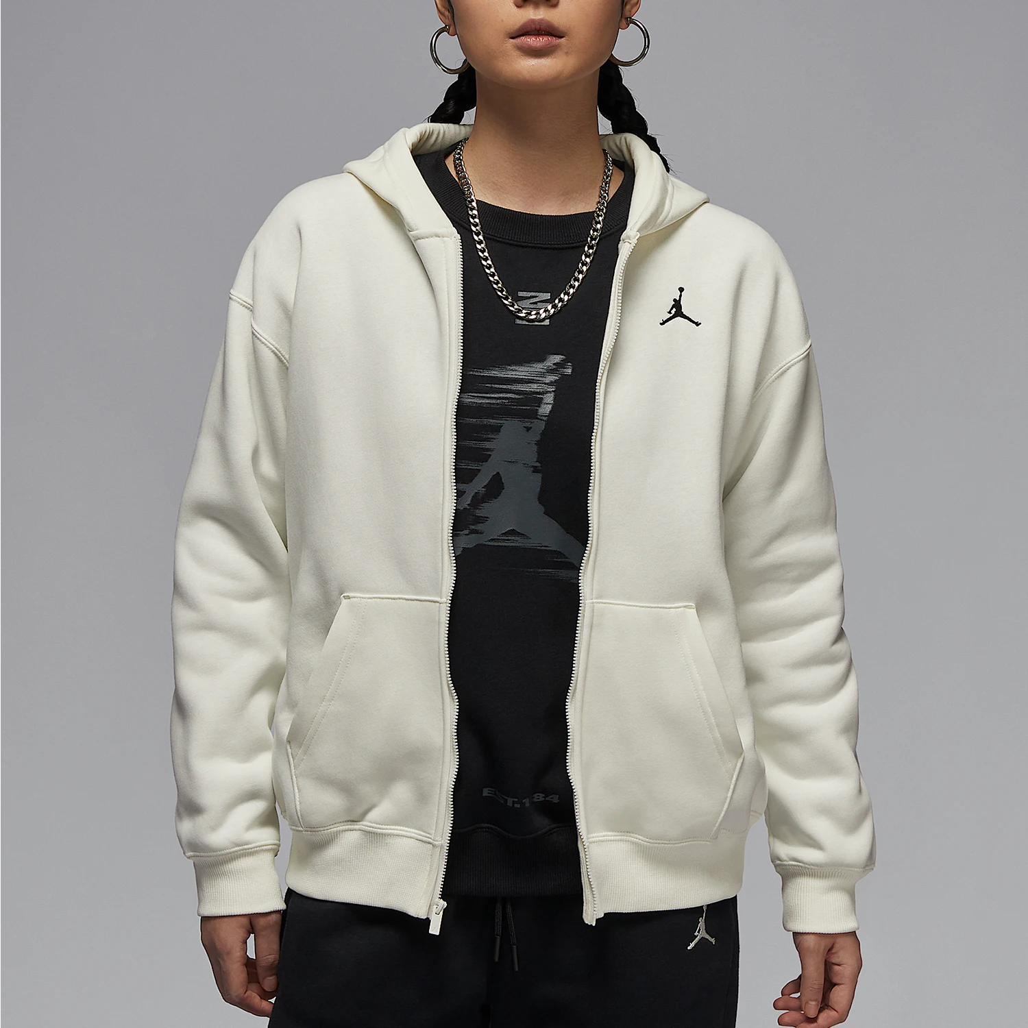 

Nike genuine JORDAN Women's Fleece-Lined Hooded Knit Jacket FV7168-133