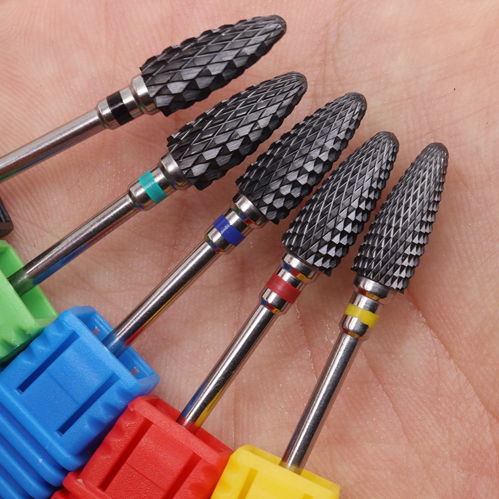 Conjunto de brocas de cerâmica profissionais pretas para unhas (1/5 peças) - Ideal para remoção rápida de gel, adequado para todos os tipos de unhas