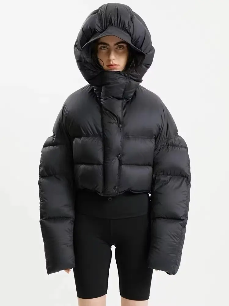 

Winter Thickened Short Puffer Jacket Bread Shape Hooded Street Style Women's Fashion Design Durable Cotton down Coat