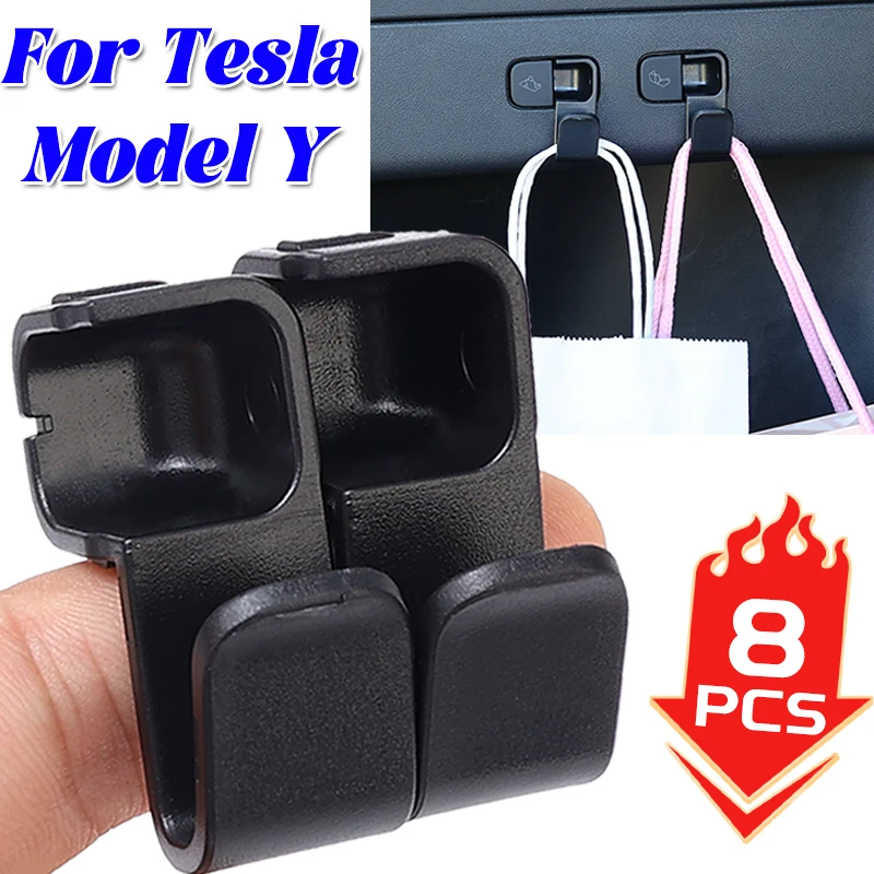 2/4/8pcs Car Trunk Hooks Hidden Recessed Style ABS Hooks Umbrella Groceries Storage Holder Cars Accessories For Tesla Model Y