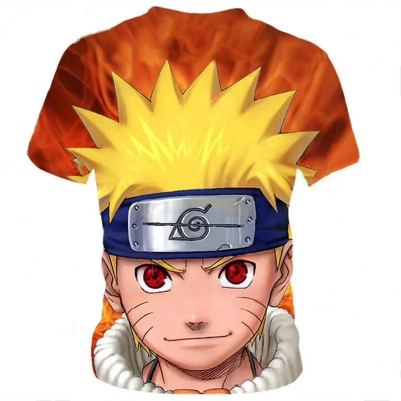 Kinder Anime Naruto Uzumaki Sasuke 3D-T-Shirt mit Volldruck, für Jungen und Mädchen, kurzärmelig, lässig, übergroß, Naruto-Fan – Detail 6