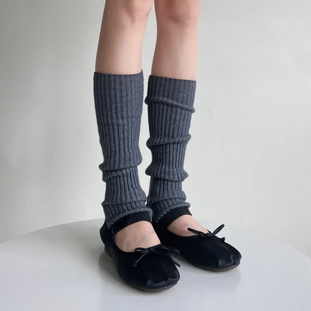 Wool Cashmere Women Leg Warmers Autumn Winter Warm Knitted Foot Cover Knee Socks Lolita Girls Solid Color Leg Warmer Stockings