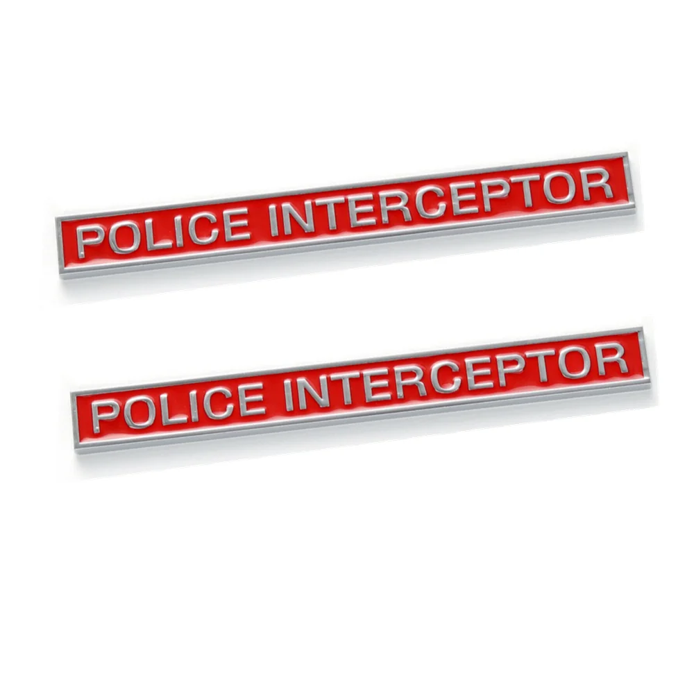 

2Pcs Chrome Red POLICE INTERCEPTOR Emblem Car Body Fender Rear Trunk Tailgate Badge for Explore Crown Victoria Charger Taurus
