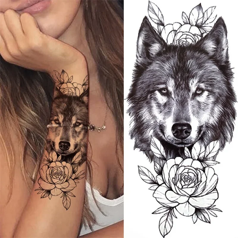 1 Sheet Wolf Tattoo Sticker Waterproof Lasting Temporary Tattoo