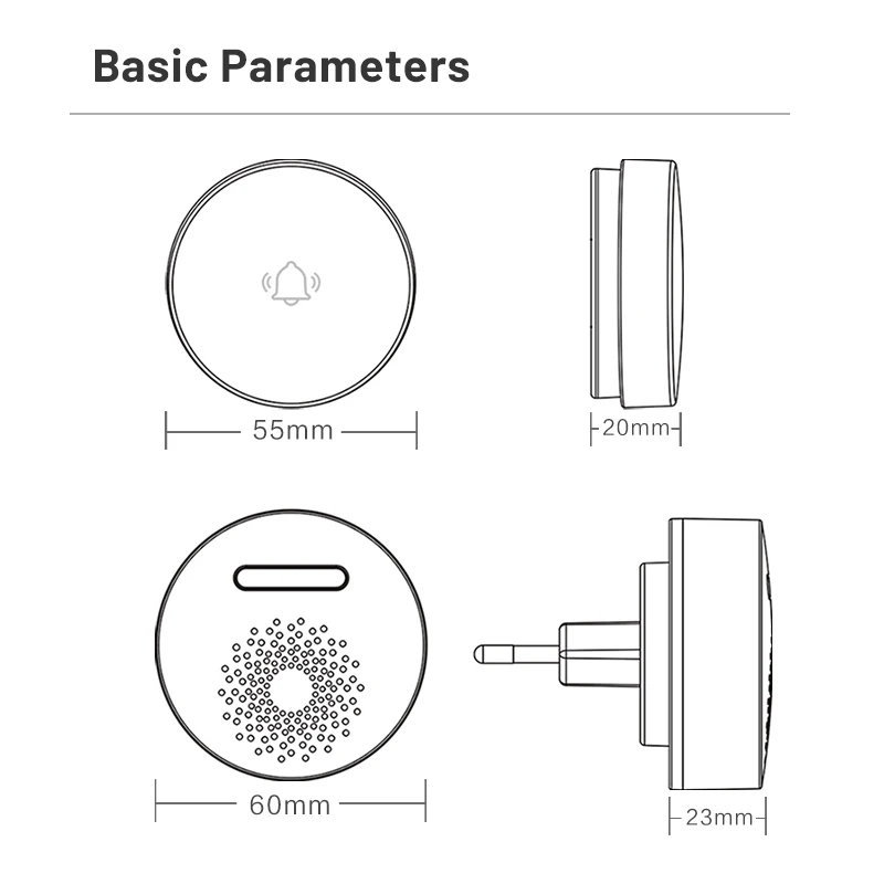 Wireless Doorbell No Battery Self Powered Button Welcome Ding Dong Receiver Smart Home Security Device 36 Ringtones US/EU Plug