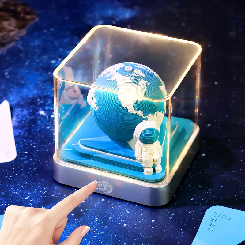 

2026 LED Light Desk Calendar Mahjong King 3D Design Tear-Away Calendar Paper Carving Art Desktop Memo Pad Notepad Gift