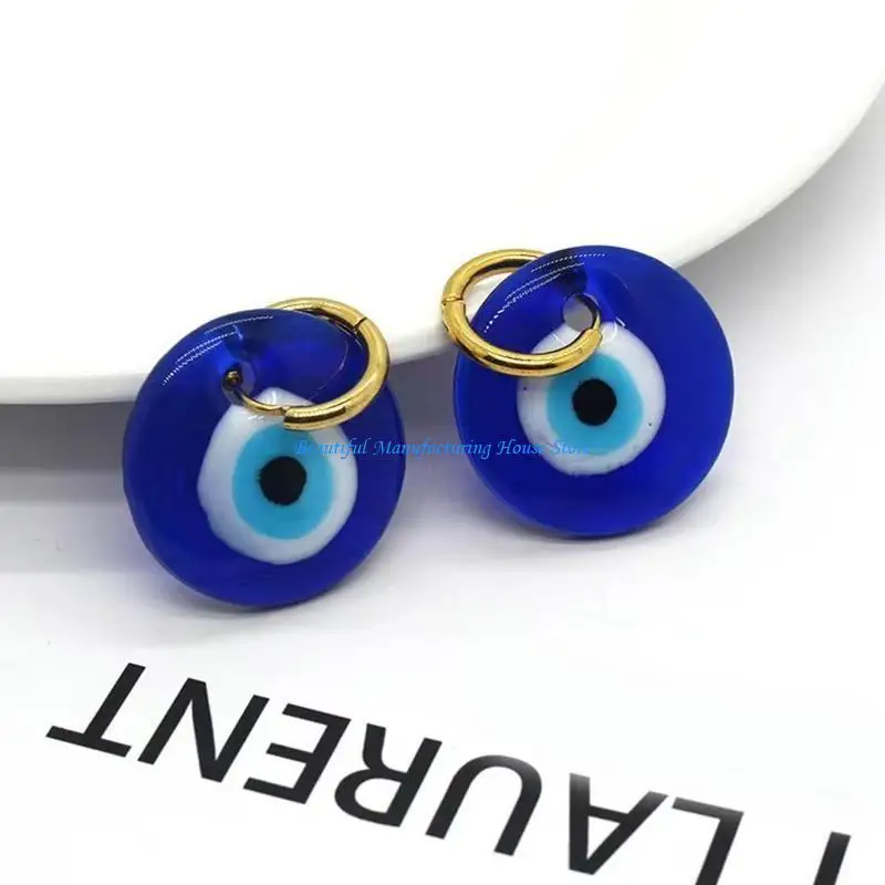 

E56A 1 Pair for Evil Eye Acrylic Earrings Shining Turkish Eye Earrings Good Luck Eye Amulet Earrings for Women Girls Jewelry