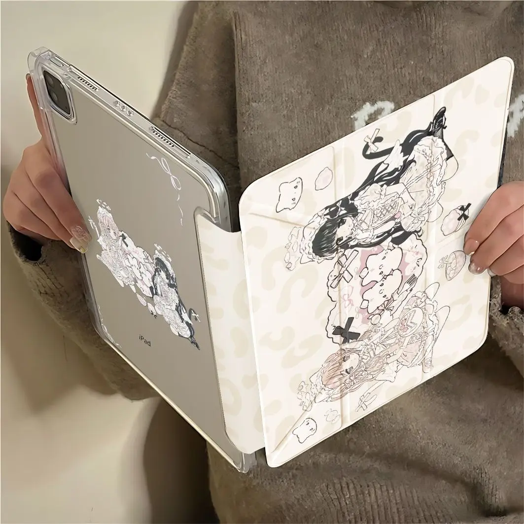 

Kawaii Girls Anime iPad Case For iPad Pro 11 13in 2025 iPad Pro 12.9in Air7 10th 11th M4/5 MINI 3+y Fold Anti-fall Cover Y2K
