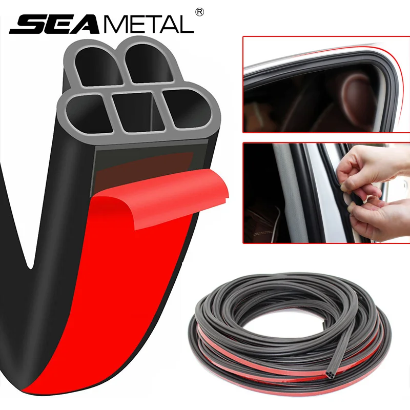 SEAMETAL Double Layer Car Door Seal Strip Rubber Self Adhesive Sealing Strip Noise Insulation Waterproof for Car Door Hood Trunk