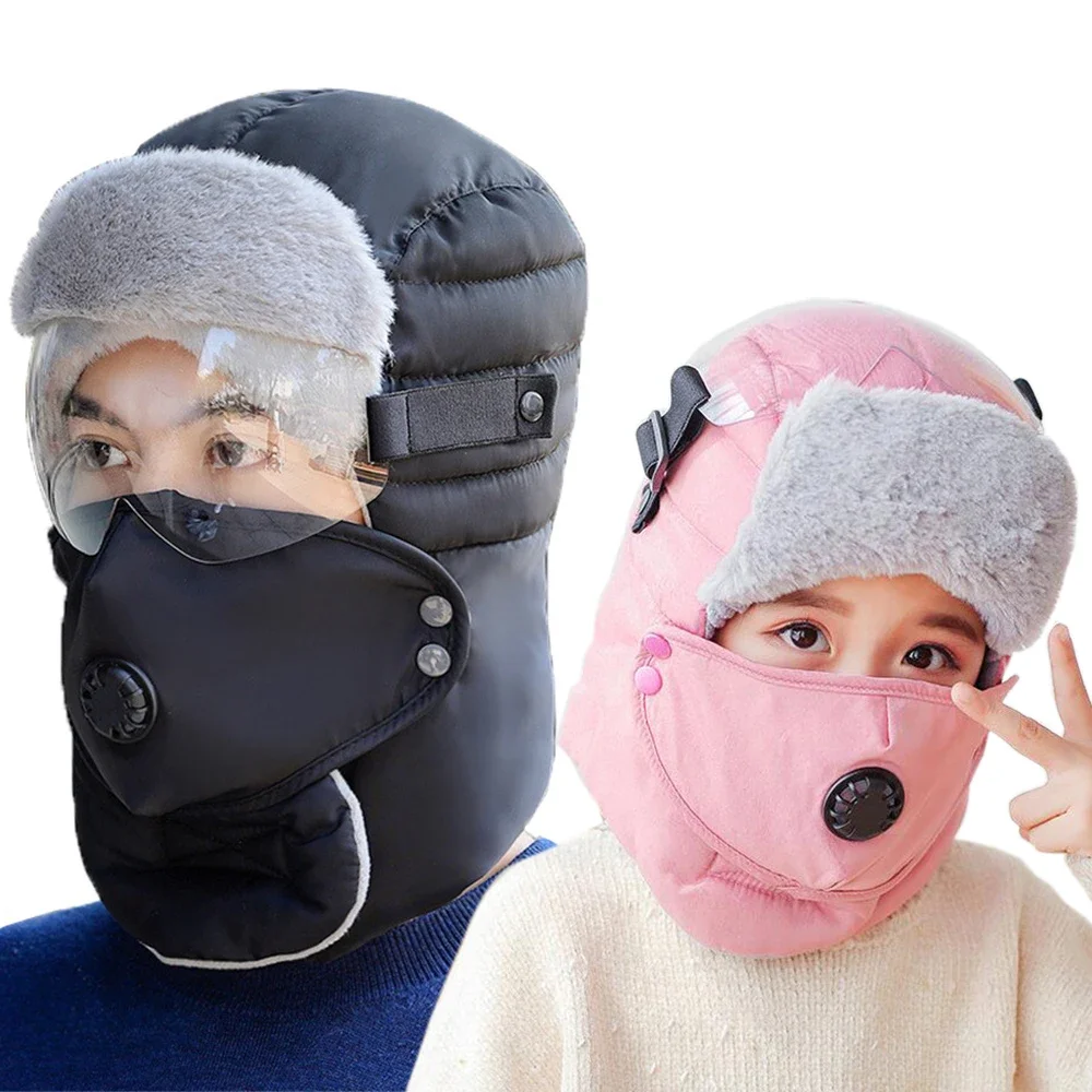 2023 Original Design Winter Hats For Women Warm Kids Cap ski Winter Men Waterproof Hood Hat With Glasses Cool Balaclava