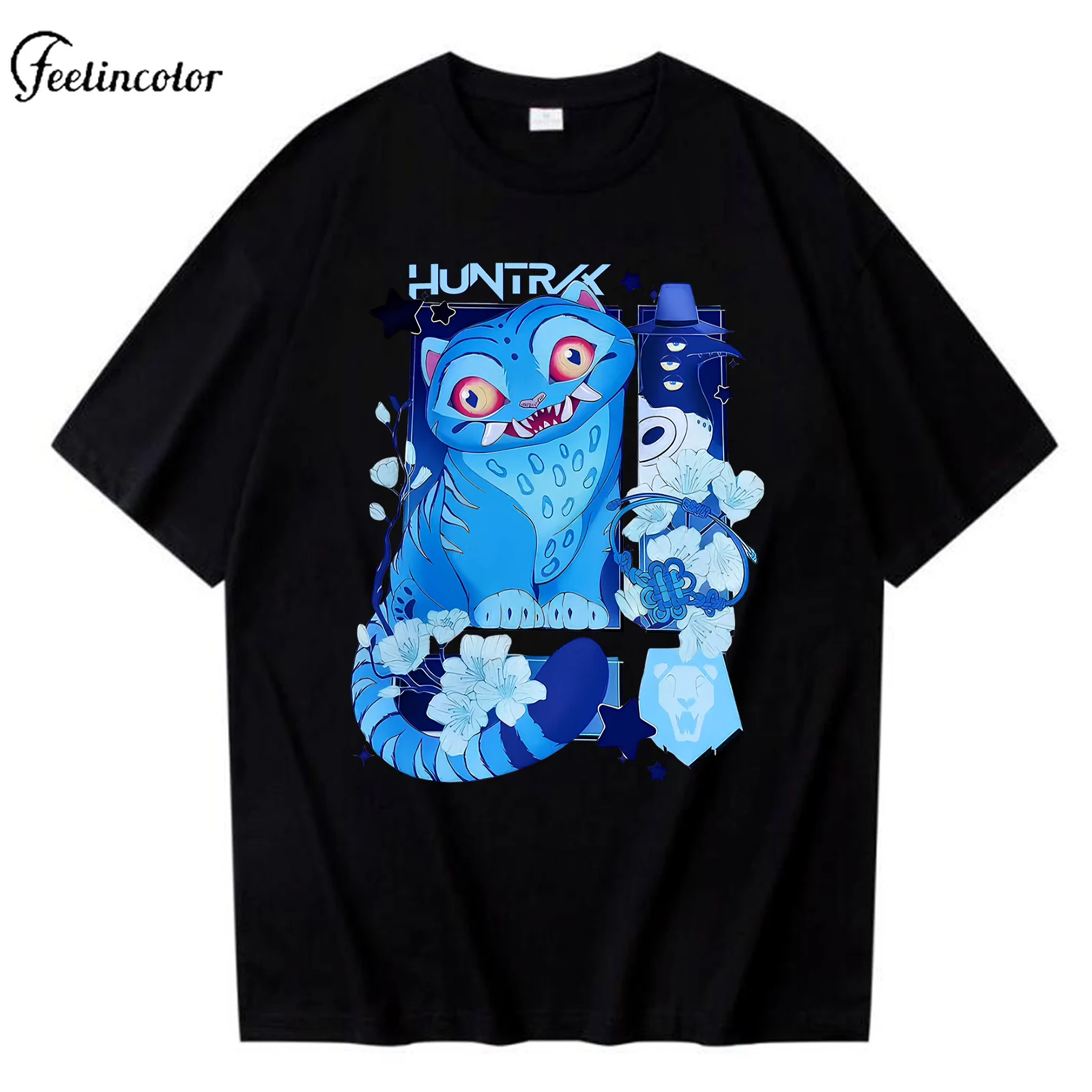 

KPop Demon Hunters Derpy Cat Graphic T-Shirt Men Women Black Short Sleeve Casual Top Cartoon Casual Streetwear Harajuku Clothing