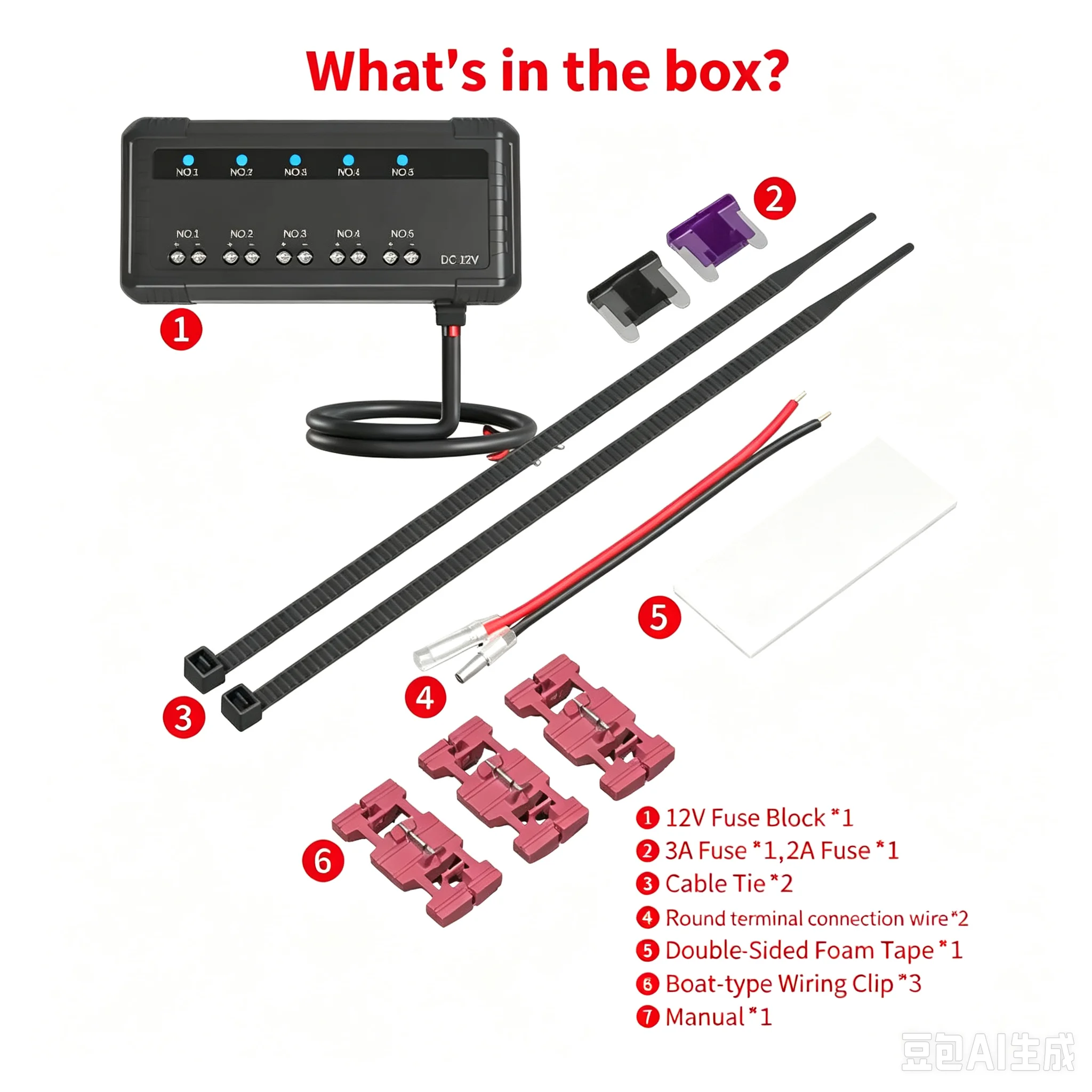 12V Universal Automotive  Fuse 4/5 Circuits Protection 20A with LED Indicators Efficient Wiring for Motorcycle Car Accessories