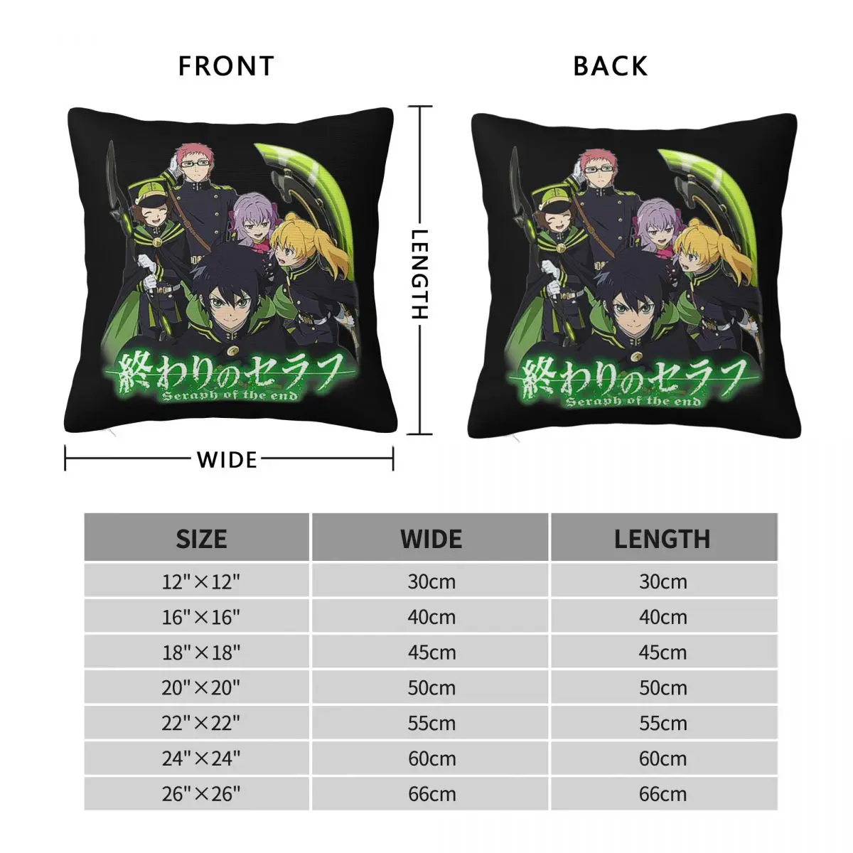 ساروف أوف ذا إند أنيمي ساحة المخدة غطاء الوسادة كيس وسادة رمي غطاء وسادة للمنزل أريكة غرفة المعيشة #3