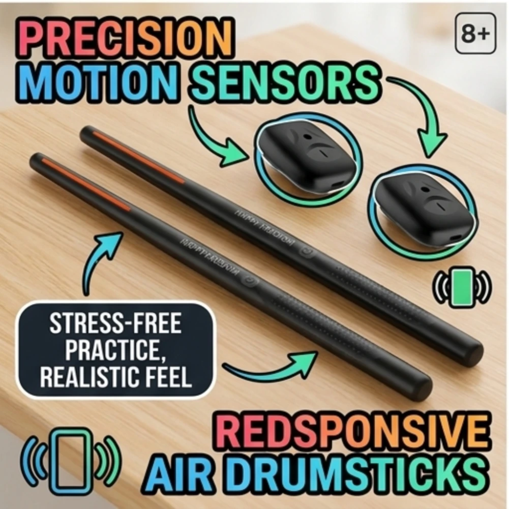 Kit de batería de aire somatosensorial eléctrico, baquetas virtuales, conexión inalámbrica Bluetooth, para niños, principiantes, regalo de entrenamiento musical