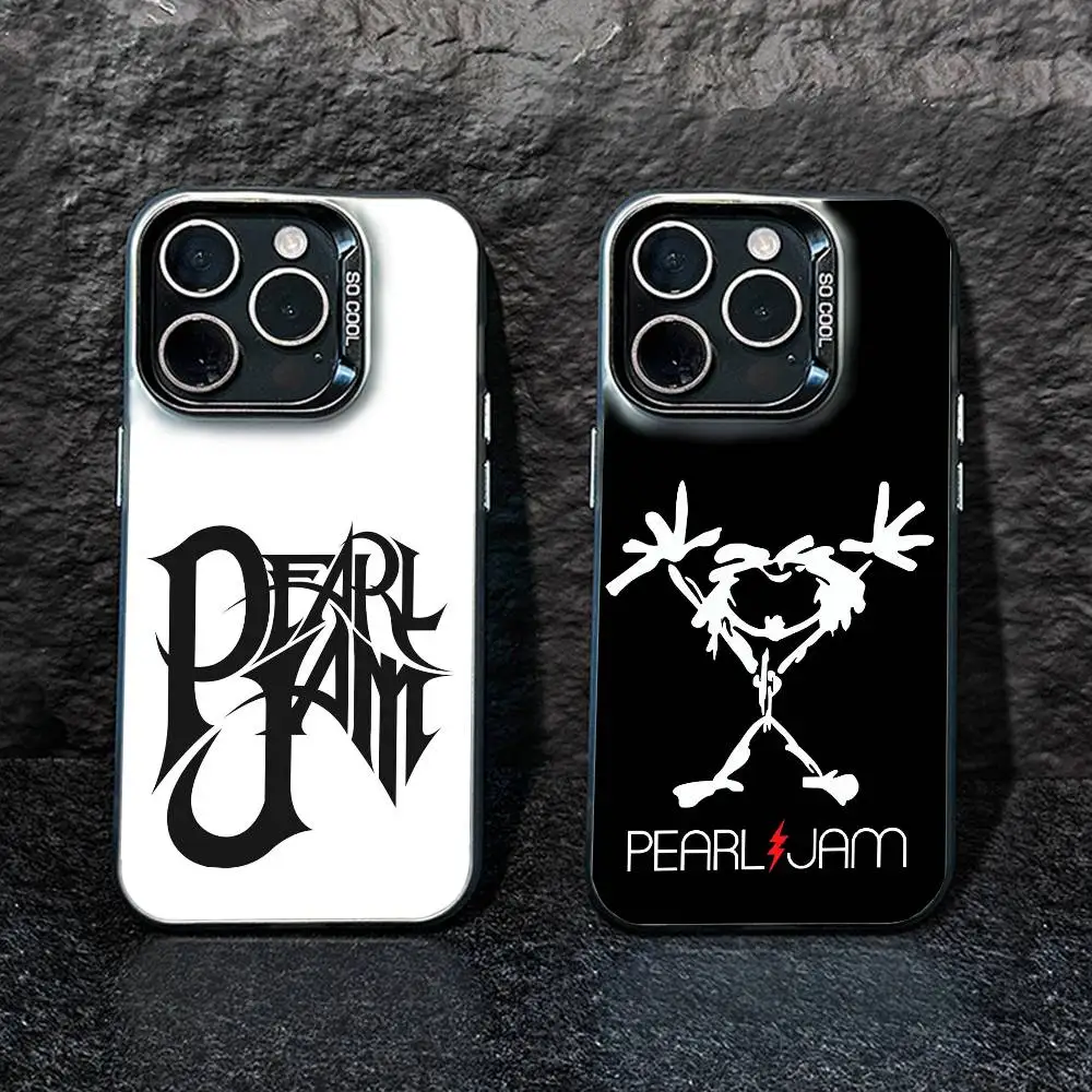 

R-Pearl Jam Phone Case For iPhone17, 16,15,14,13,12 Pro Max Black Candy Matte Shockproof Cover