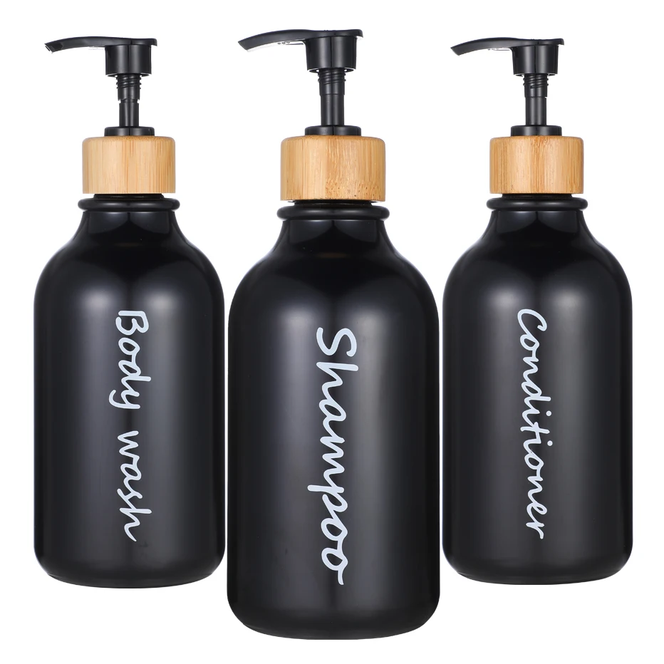 3 Stück mattschwarze Shampoo- und Spülungsspender, Nachfüllpackung für Badezimmer, Lotion, Seifenflasche für Heimdekoration