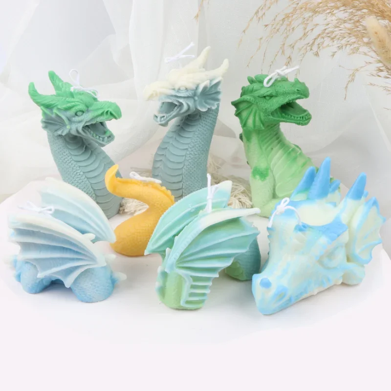 Chinese Dragon Silicone Candle Mold DIY Faucet Animal Tail Wings Candle Making Soap Resin Mold Gifts Home Decor Craft Supplies