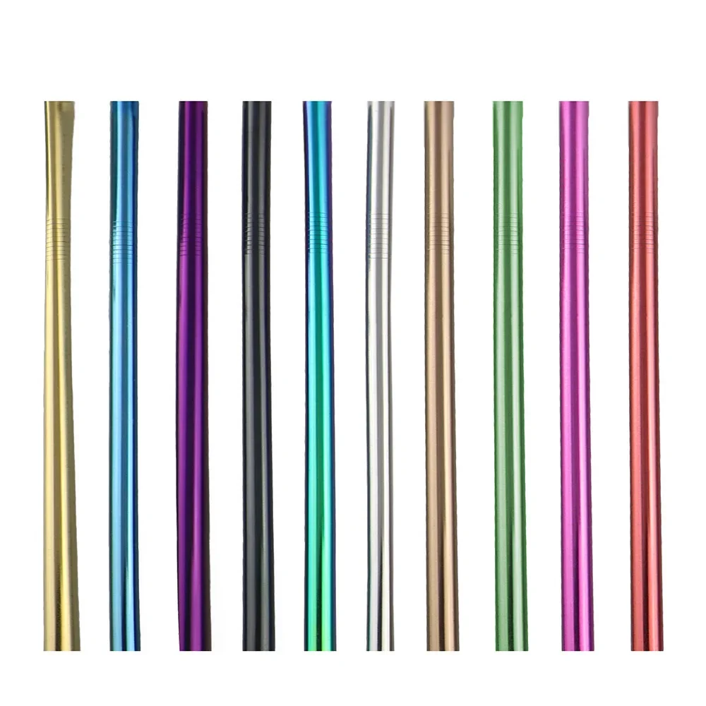 JANKNG 12mm Extra Wide Straws 10 Colors Bubble Tea Reusable Straws 304 Stainless Steel Milkshake Drinking Pink Green Straw Set