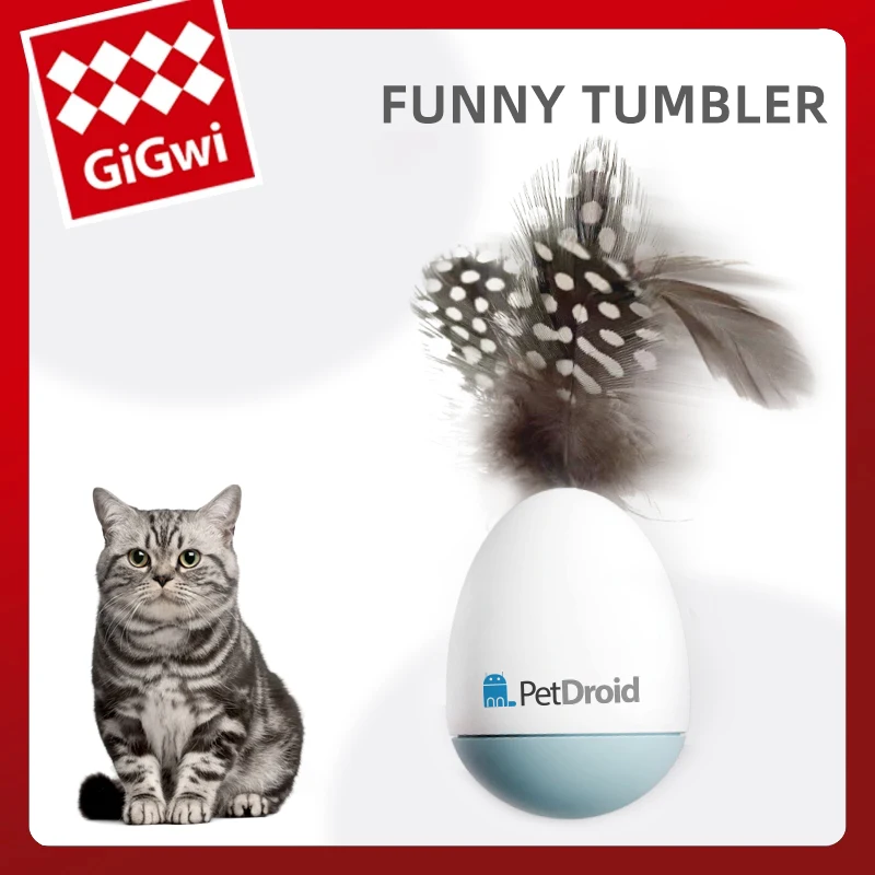 GiGwi Pet Toys Cat Teaser Stick Electric Feather Infrared Laser Tumbler Cat Toy for Cat Grind Teeth and Claws Pet Accessories