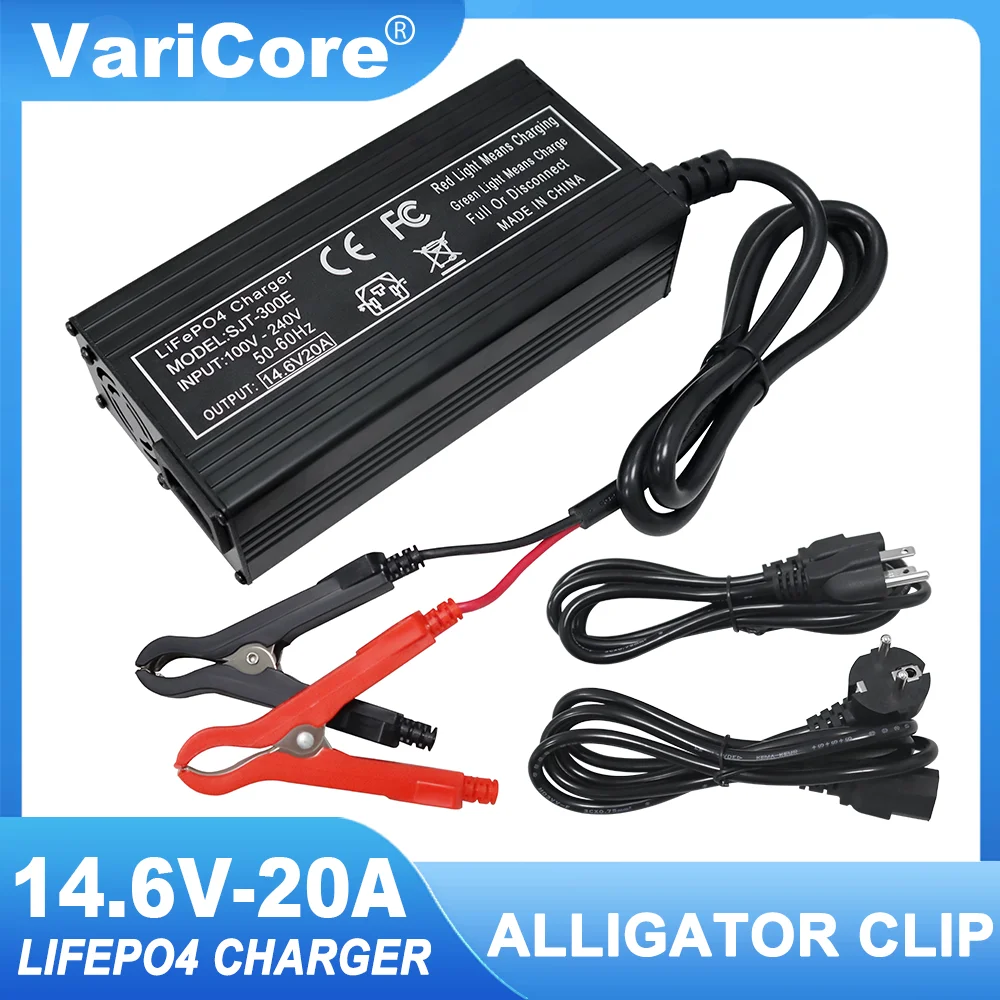 VariCore 14.6V 20A Smart Lifepo4 Battery Charger 110-220V 4S 12V High Power Charger For Lithium Iron Phosphate Battery Pack