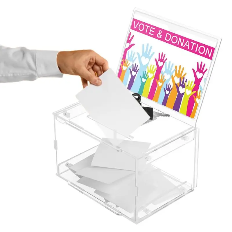 

Acrylic Ballot Box Transparent Ballot Box With Lock And Keys Clear Collection Box Notes Change Container For Privacy Protection