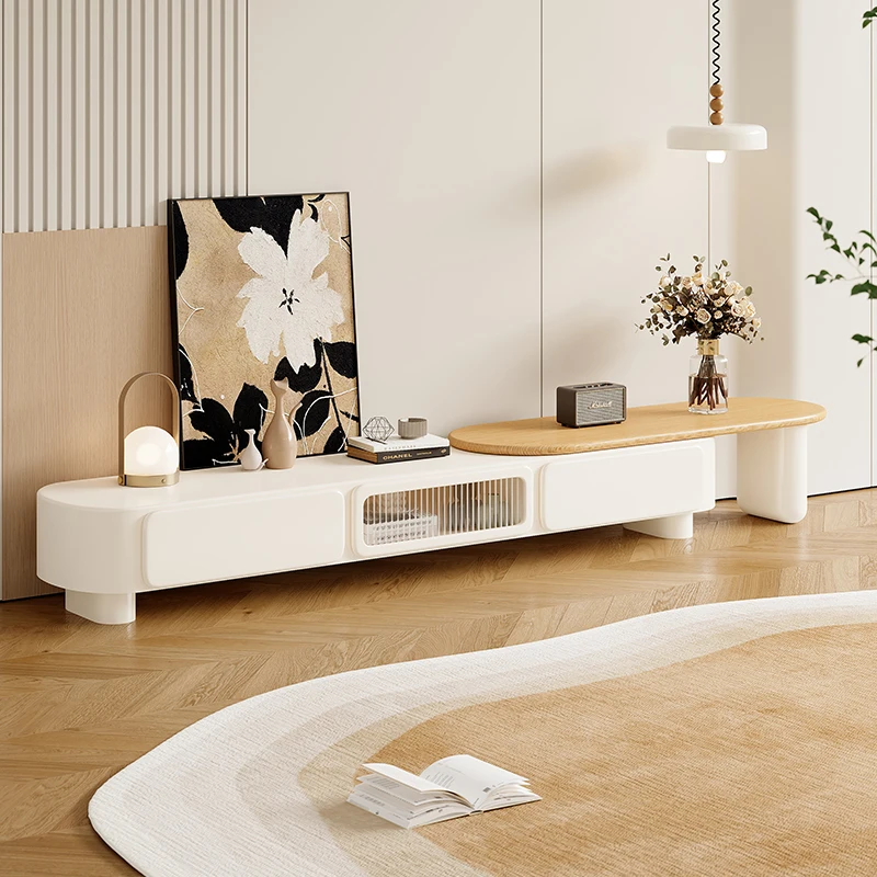 خزانة تلفزيون بيضاء للتخزين، خزانة تلفزيون عصرية فاخرة، خزانة تلفزيون متنقلة، أثاث مريح