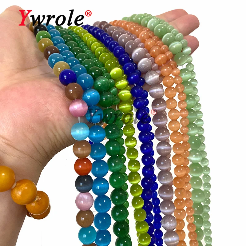 4 6 8 10 12MM AAA Colorful Cat Eye Glass Beads Loose Round Spacer Bead For Jewelry Making DIY Bracelet Earrings Accessories