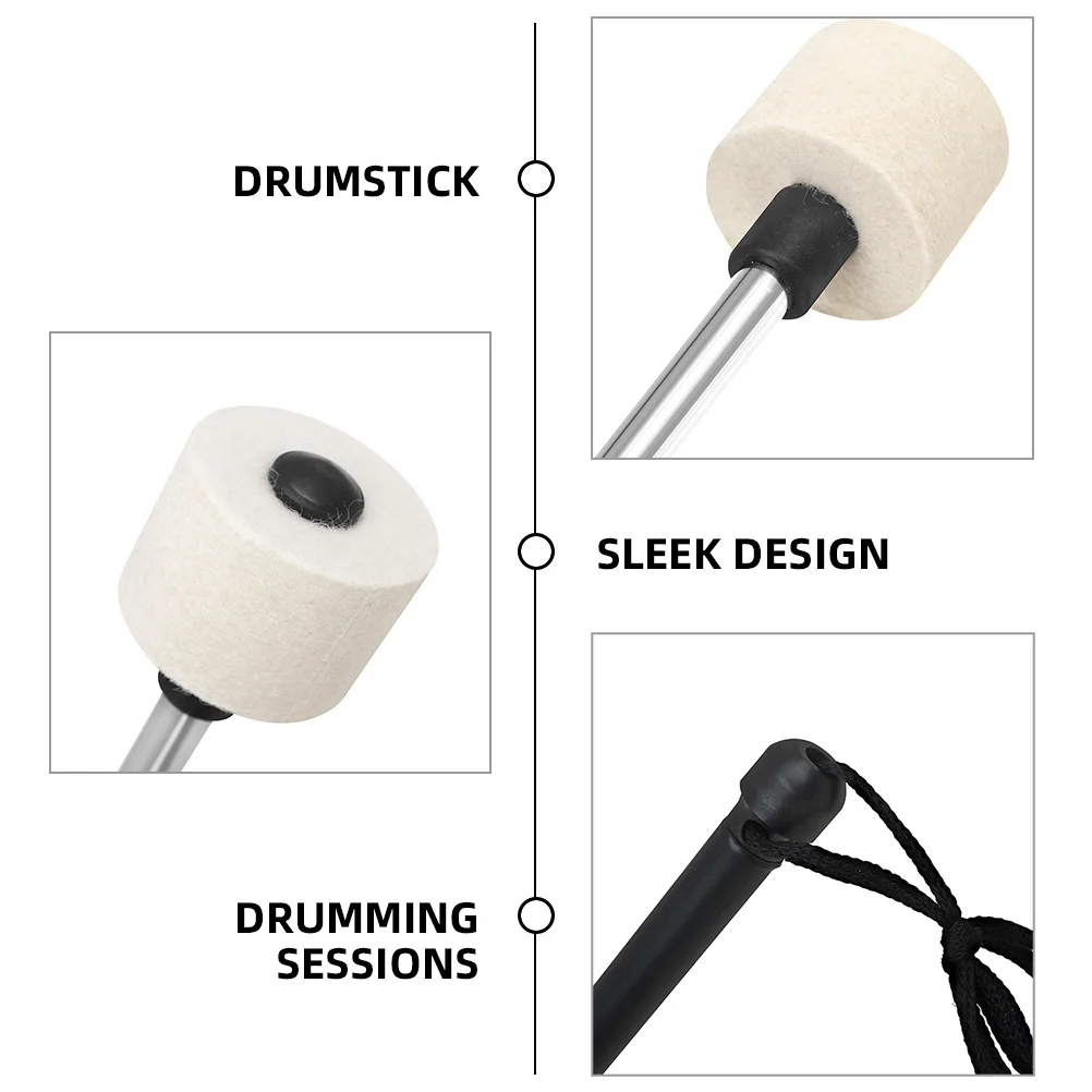 

1pcs Steel Drumsticks For Marching Band Felt Tips Anti-Slip Percussion Mallets Bass Drum Sticks Music Instrument Mallets