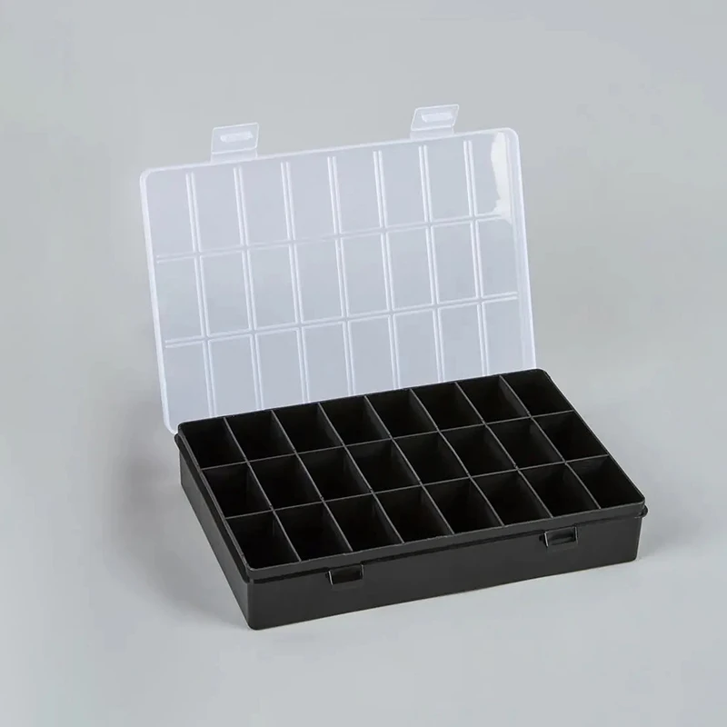 1pc 24 Grids Clear Plastic Storage Box PP Organizer for Small Parts Jewelry Electronic Components Fishing Tackle