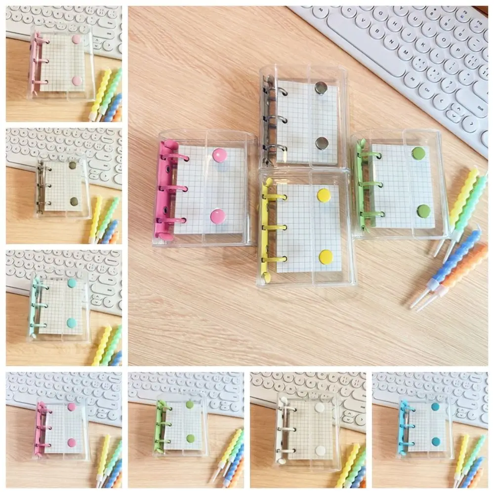 Portable PVC A8 binder Transparent Multiple Colors Loose leaf notebook 3-hole double-buckle Mini binder Students