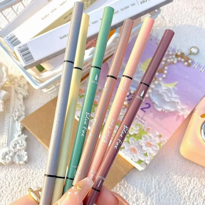 Waterproof Natural Brow Pencil Eyebrow Pencil Strong Shape Fine Refill High Saturation Double Head Eyebrow Pencil Silky Color