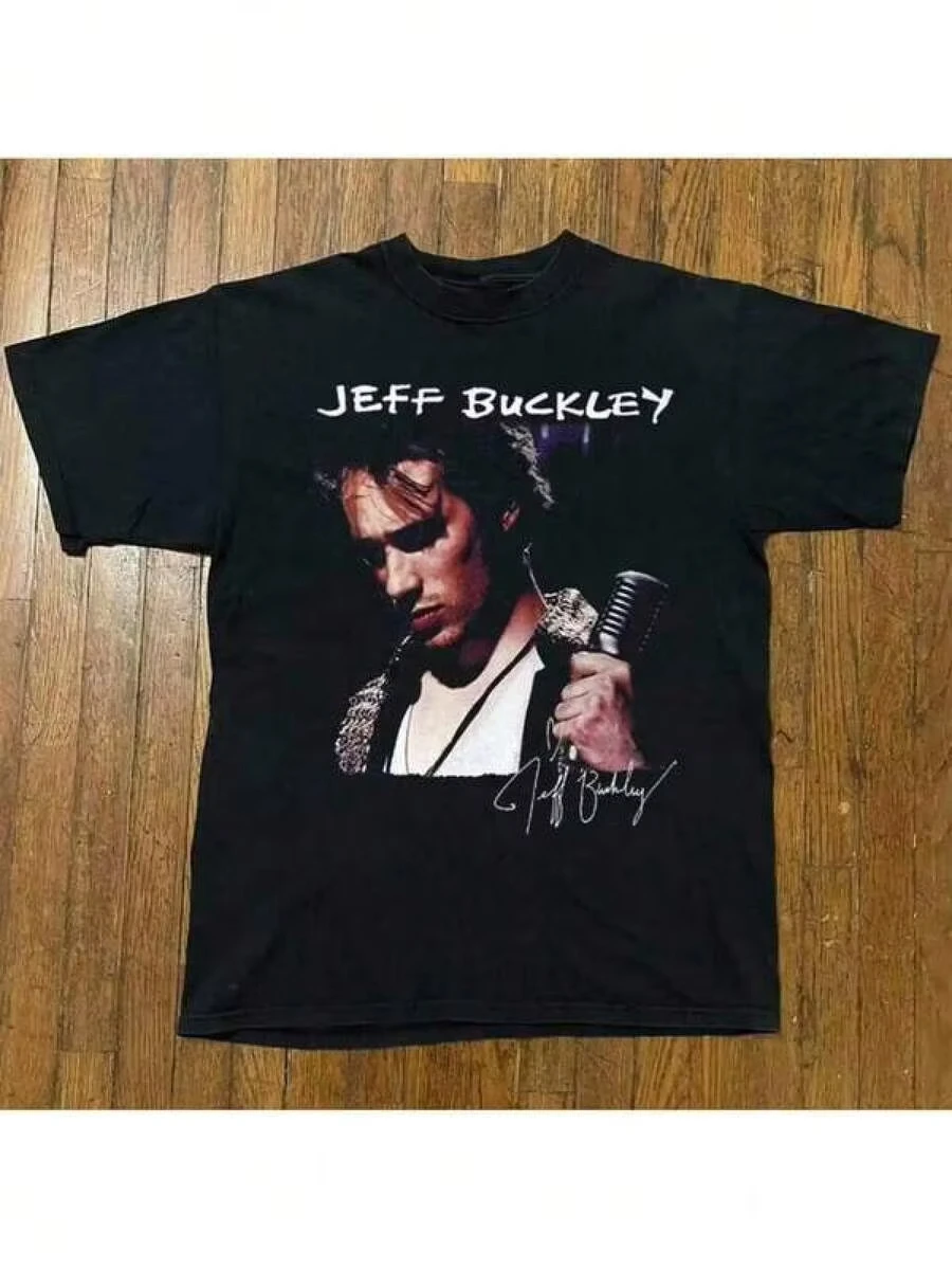 Graphic-Shirt Cotton Tees Size PlusMen Jeff Buckley Grace Music Vintage Graphic T-Shirt A Black