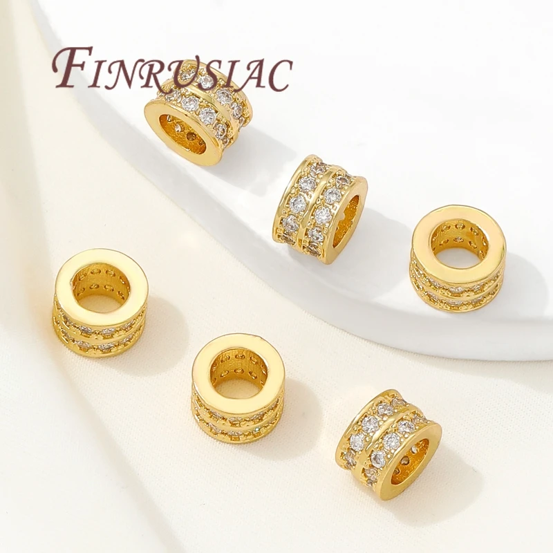 8 مللي متر * 5 مللي متر 18K مطلية بالذهب حبة للمجوهرات ، إكسسوارات عقد ذاتية الصنع ، فواصل للخرز ، مستلزمات صناعة المجوهرات ، خرز فاصل #4