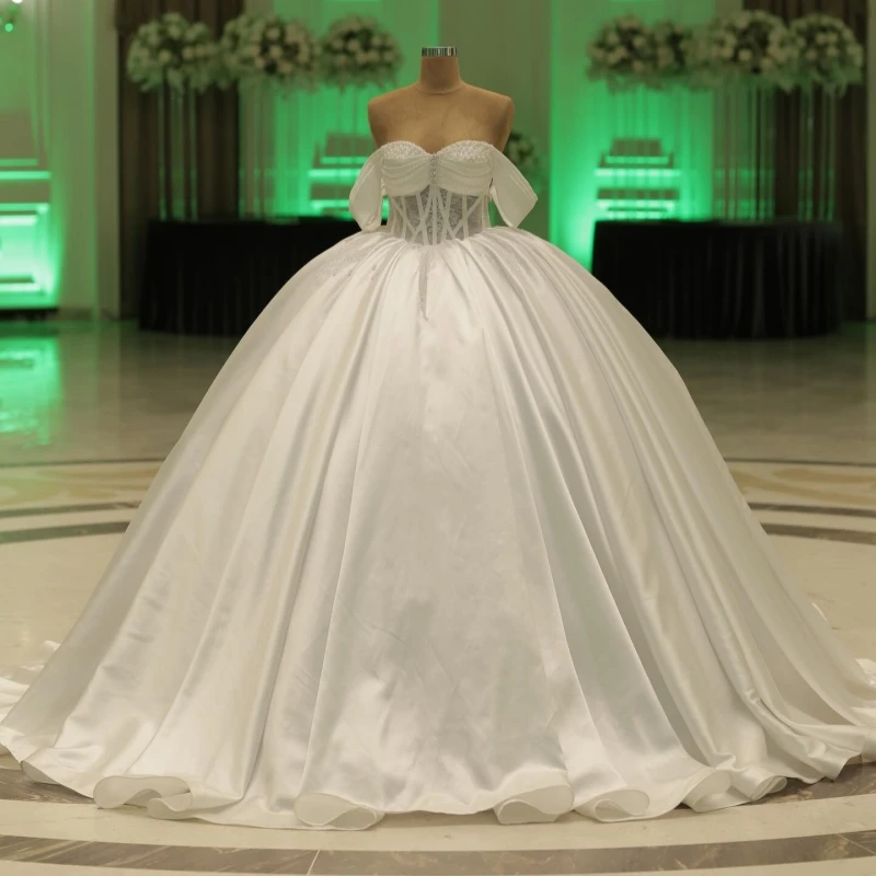 

Luxury White Dubai Arabic Mermaid Wedding Dresses A-Line Beading Court Train Wedding Dress Bridal Gowns vestidos de