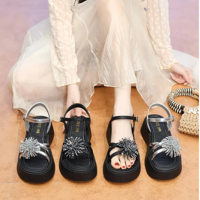 

2026 New Women's Summer Shoes with Wide Feet and Fat Roman Sandals